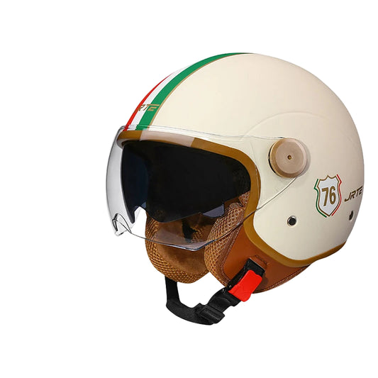 Casque Moto Jet Rétro Vintage Double-Visière