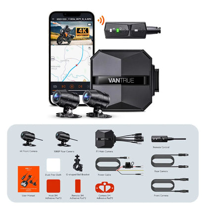 Caméra moto Vantrue F1 – Dashcam 4K + 1080P Dual Lens GPS & Wi-Fi IP67