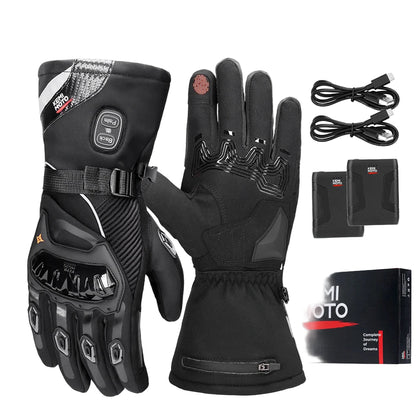 Gants Chauffants Moto KEMiMOTO 8012BK PRO – Étanches, Tactiles & Haute Autonomie