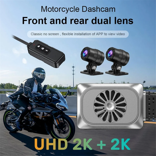 Caméra moto – Dashcam 2K 2560×1440 avec GPS, Wi-Fi et double objectif