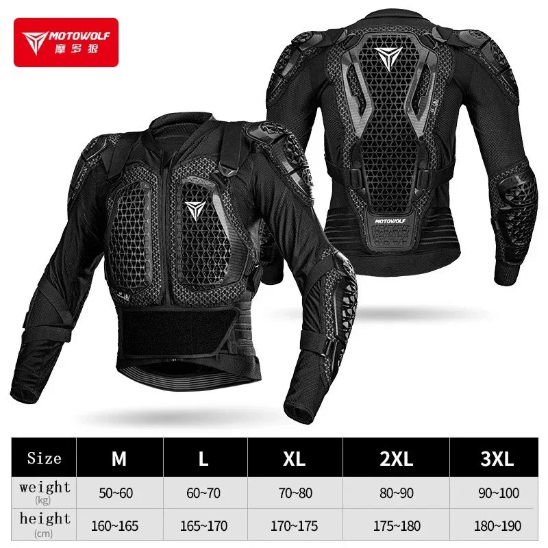 Veste de Protection Moto CE – Armure Complète 4 Saisons