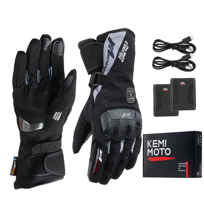 Gants Chauffants Moto KEMiMOTO 8012BK PRO – Étanches, Tactiles & Haute Autonomie