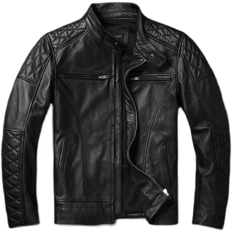 Veste Courte Moto & Biker en Peau Lainée pour Homme