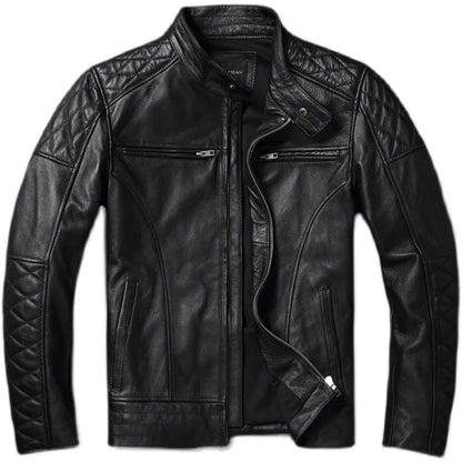 Veste Courte Moto & Biker en Peau Lainée pour Homme