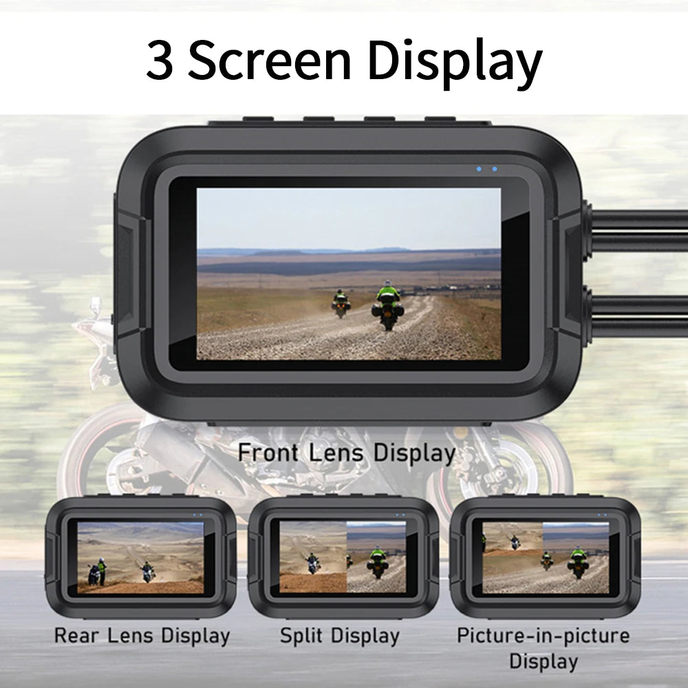 Caméra moto KOCAM Dual 1080P – Dashcam Wi-Fi GPS IP66 avec écran 3” et super condensateur