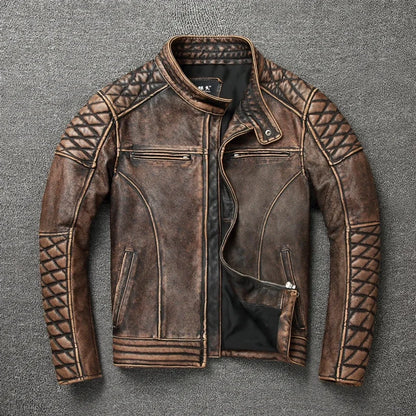 Veste Courte Moto & Biker en Peau Lainée pour Homme
