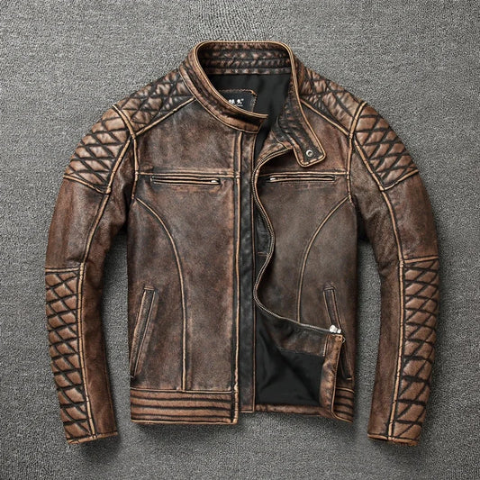Veste Courte Moto & Biker en Peau Lainée pour Homme
