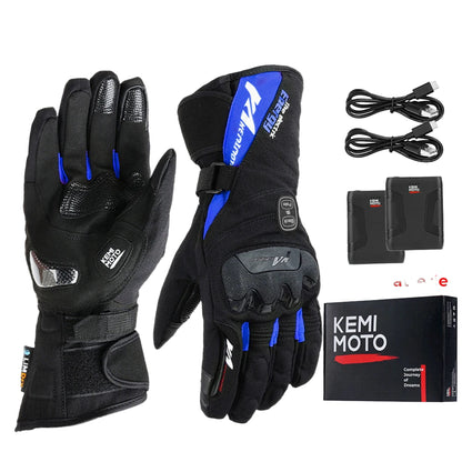 Gants Chauffants Moto KEMiMOTO 8012BK PRO – Étanches, Tactiles & Haute Autonomie