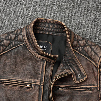 Veste Courte Moto & Biker en Peau Lainée pour Homme