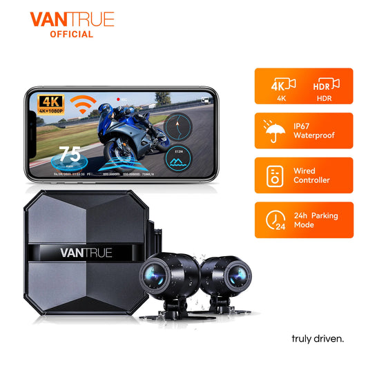 Caméra moto Vantrue F1 – Dashcam 4K + 1080P Dual Lens GPS & Wi-Fi IP67