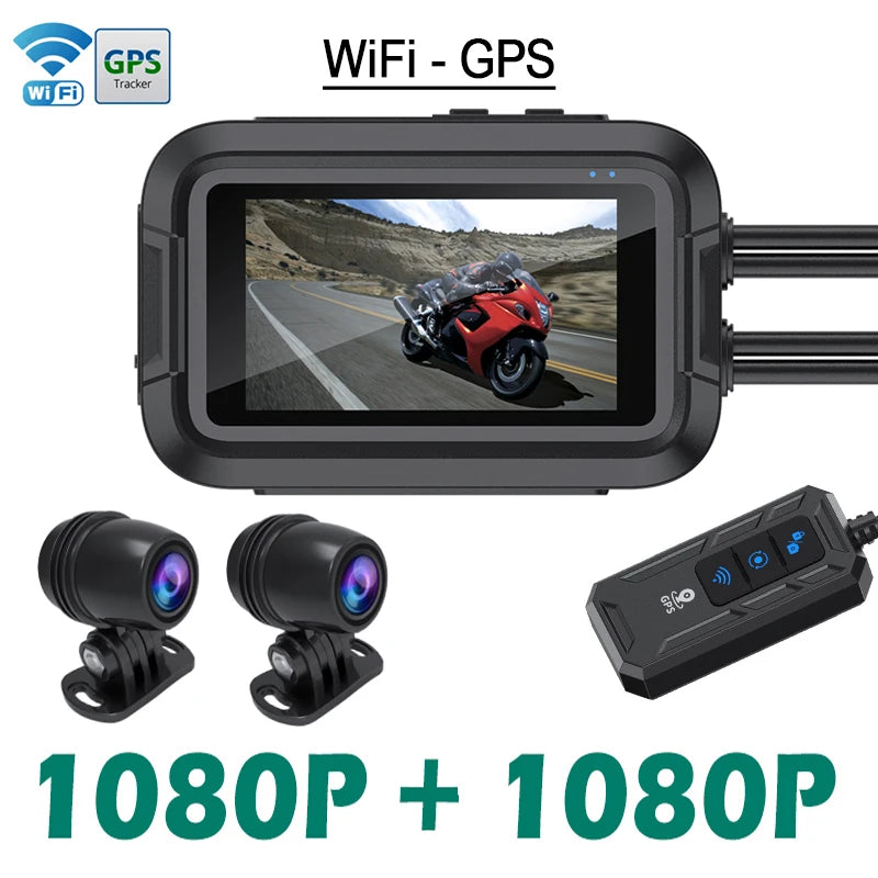 Caméra moto KOCAM Dual 1080P – Dashcam Wi-Fi GPS IP66 avec écran 3” et super condensateur