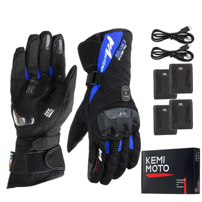 Gants Chauffants Moto KEMiMOTO 8012BK PRO – Étanches, Tactiles & Haute Autonomie