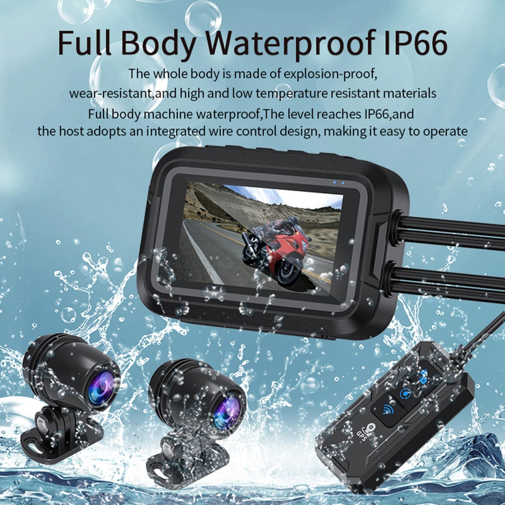 Caméra moto KOCAM Dual 1080P – Dashcam Wi-Fi GPS IP66 avec écran 3” et super condensateur