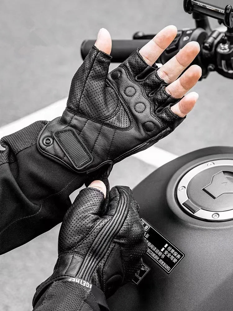 Gants Moto Demi-Doigts MOGEBIKE – Cuir Tactique & Protection