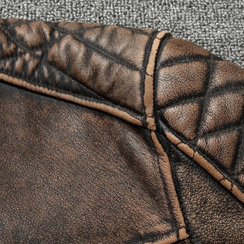 Veste Courte Moto & Biker en Peau Lainée pour Homme