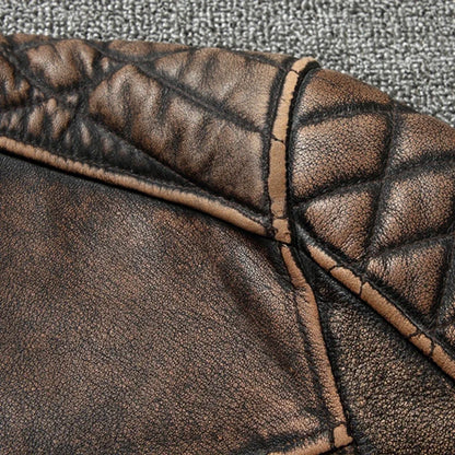 Veste Courte Moto & Biker en Peau Lainée pour Homme