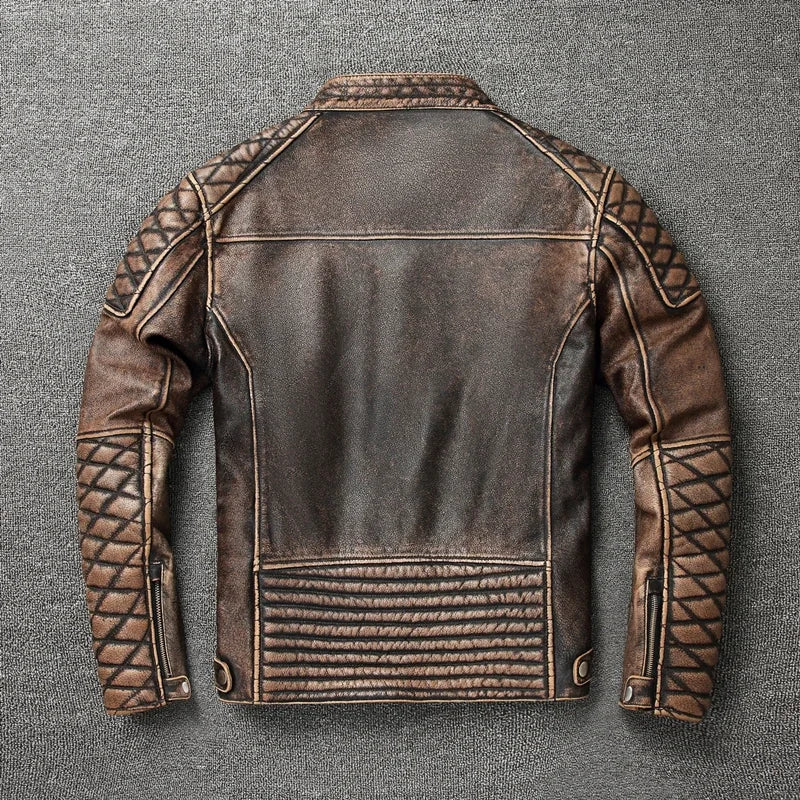 Veste Courte Moto & Biker en Peau Lainée pour Homme
