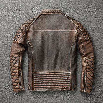 Veste Courte Moto & Biker en Peau Lainée pour Homme