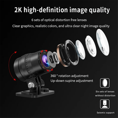 Caméra moto – Dashcam 2K 2560×1440 avec GPS, Wi-Fi et double objectif