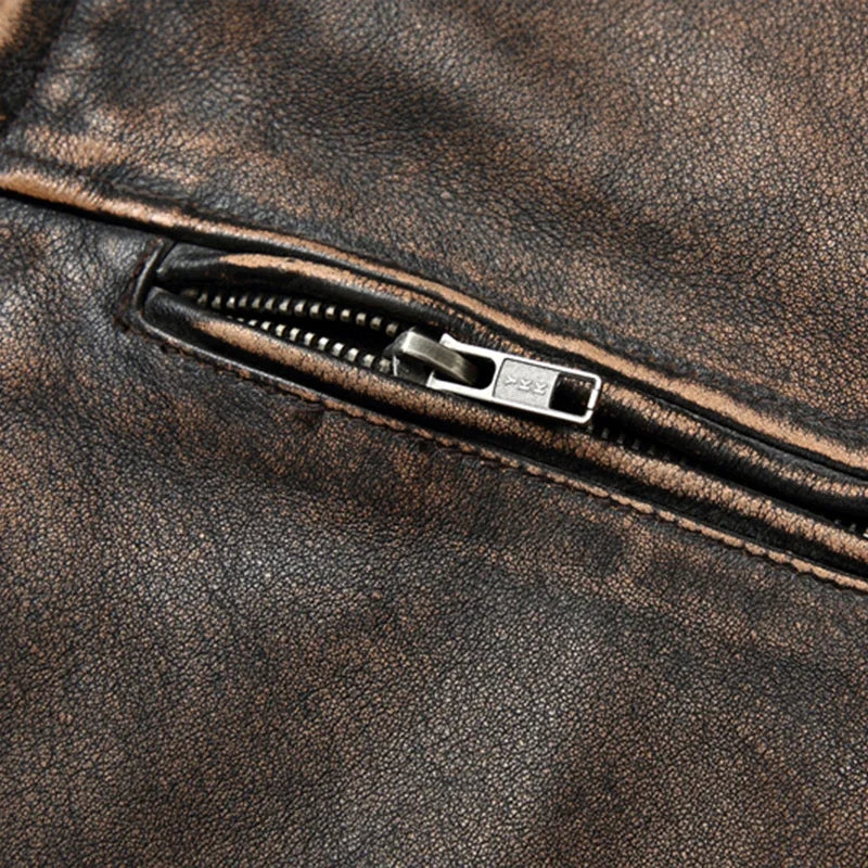 Veste Courte Moto & Biker en Peau Lainée pour Homme