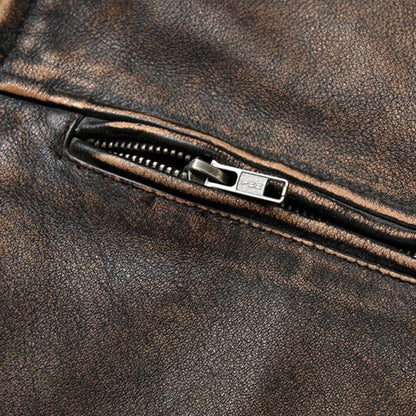 Veste Courte Moto & Biker en Peau Lainée pour Homme