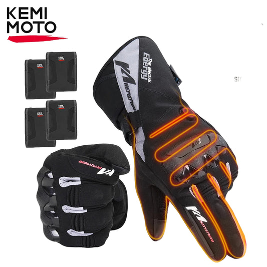 Gants Chauffants Moto KEMiMOTO 8012BK PRO – Étanches, Tactiles & Haute Autonomie