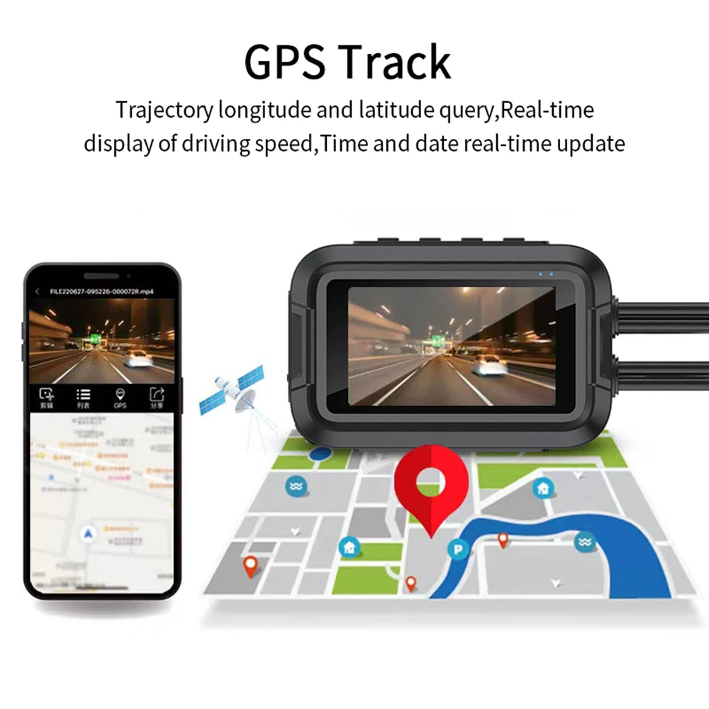 Caméra moto KOCAM Dual 1080P – Dashcam Wi-Fi GPS IP66 avec écran 3” et super condensateur