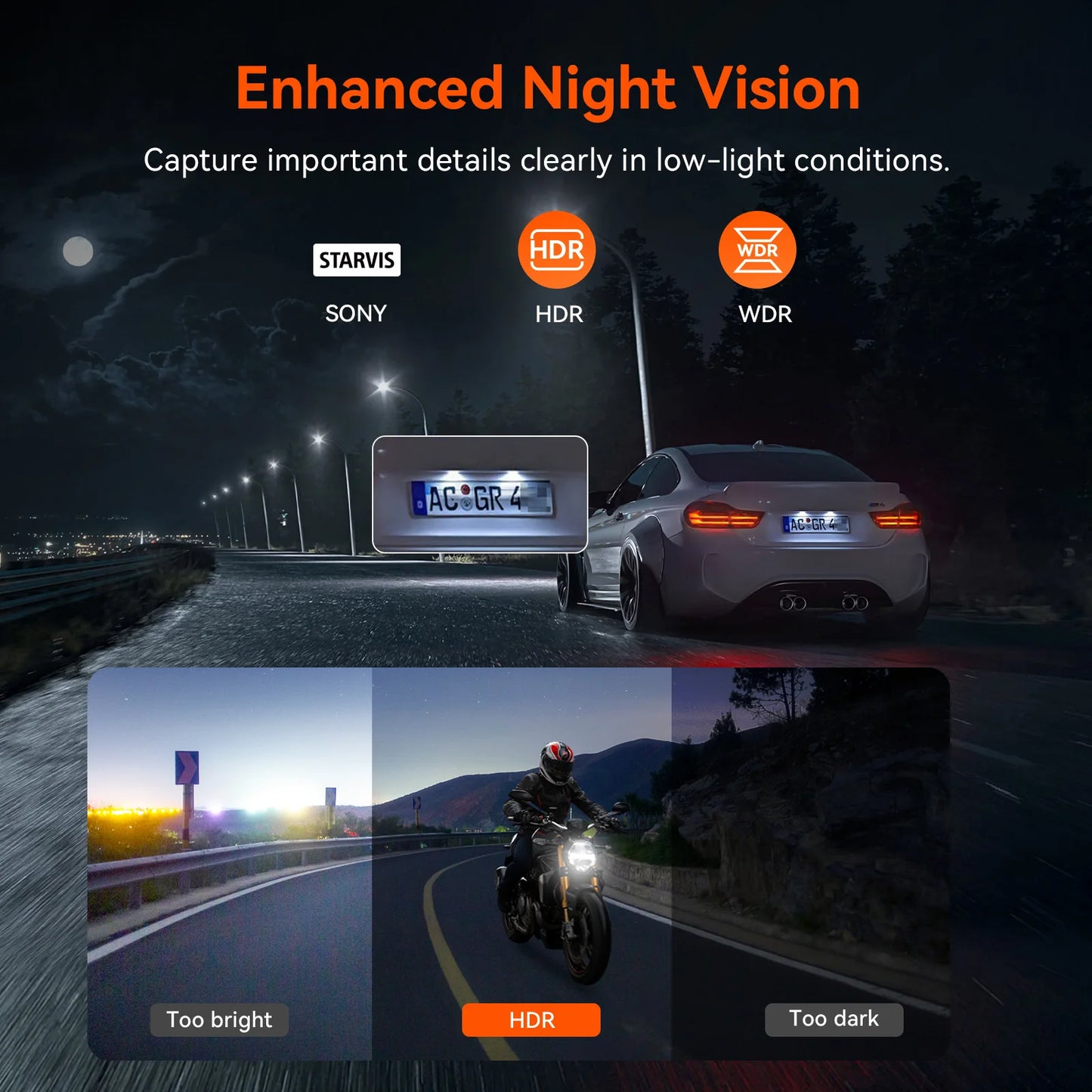 Caméra moto Vantrue F1 – Dashcam 4K + 1080P Dual Lens GPS & Wi-Fi IP67