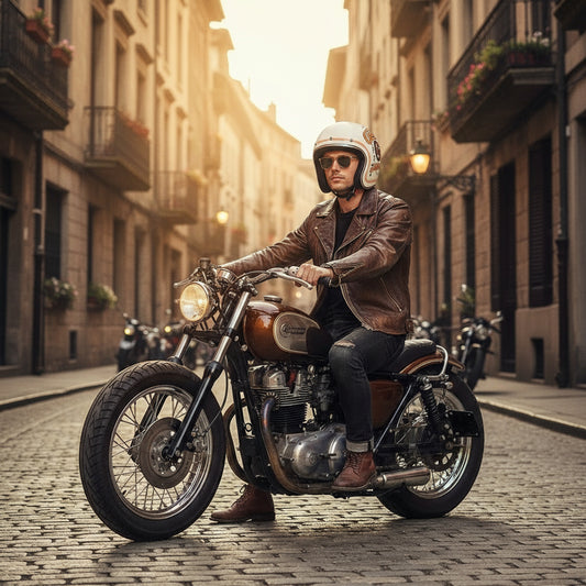 Casque Moto Vintage - Casque Jet Rétro Biker