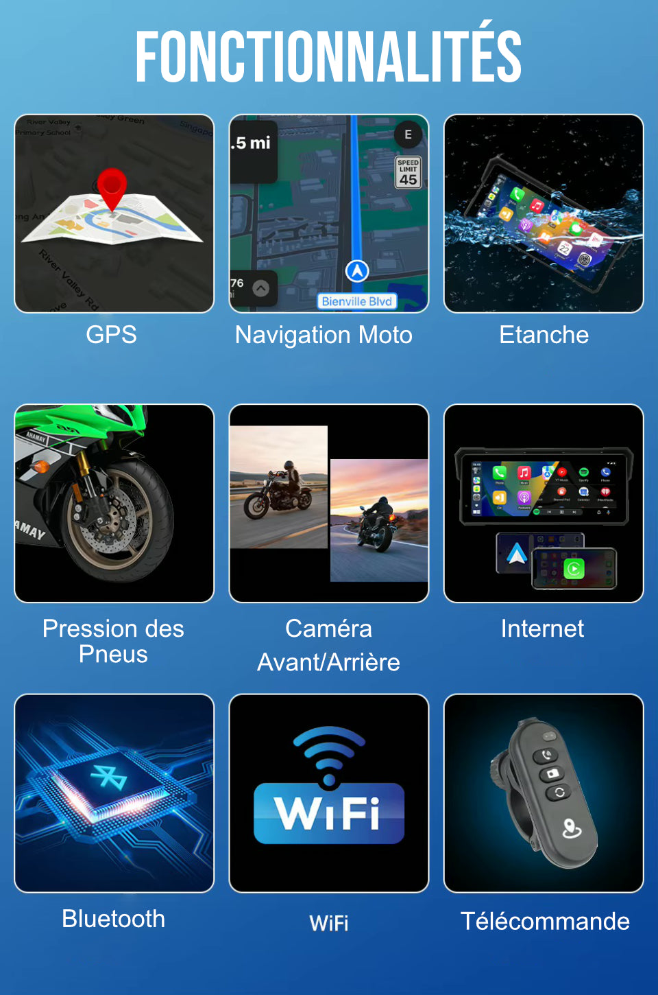 Écran moto JMCQ 8.1"